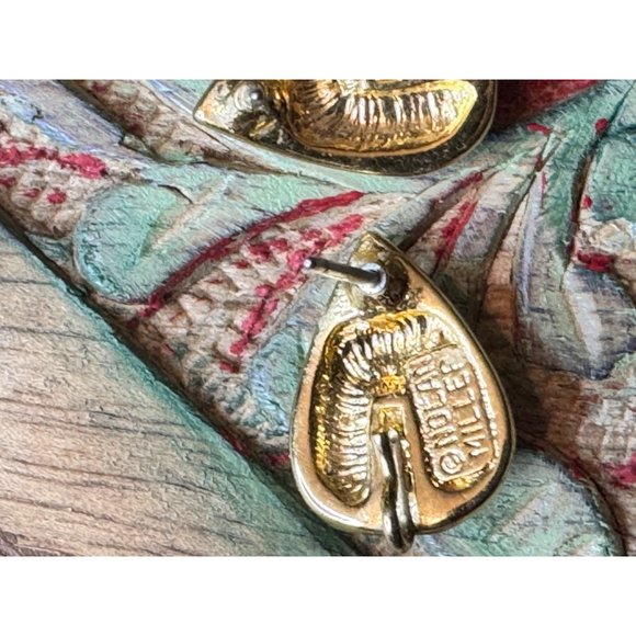 Nolan Miller Gold Tone Crystal Teardrop Earrings Pierced - Picture 4 of 7